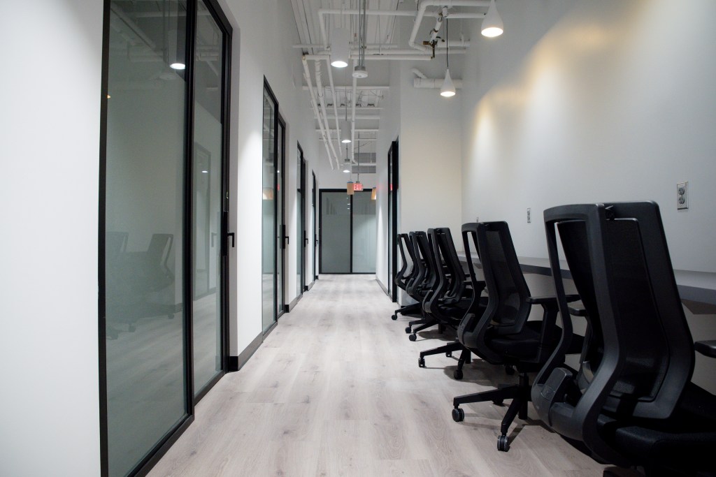 Interior shot of the working stations at Venture X Prince George County