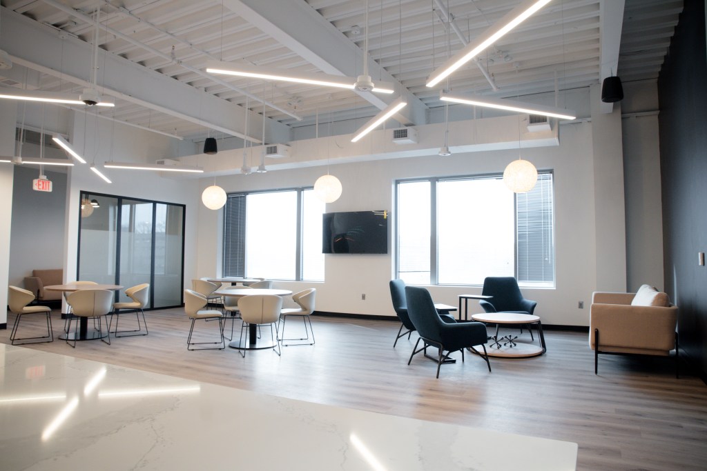 Interior shot of the lounge area at Venture X Prince George County.