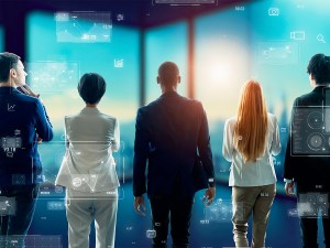 Multinational people and digital data in an office