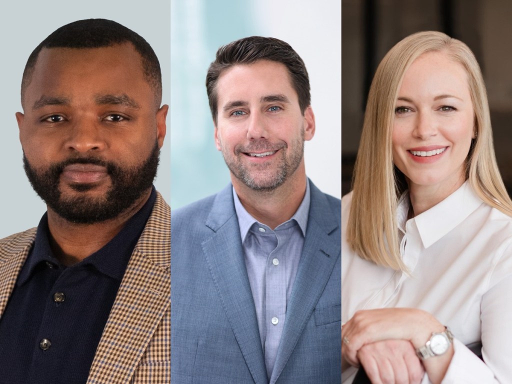 Headshots of Ebere Anokute, Colin Shaughnessy and Erika Schanke, experts in luxury retail