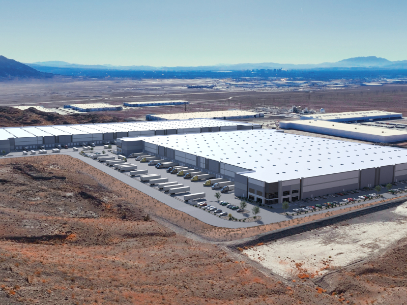 Aerial rendering depicting EBS and Penwood's Apex Ridge Logistics Park in North Las Vegas, Nevada.