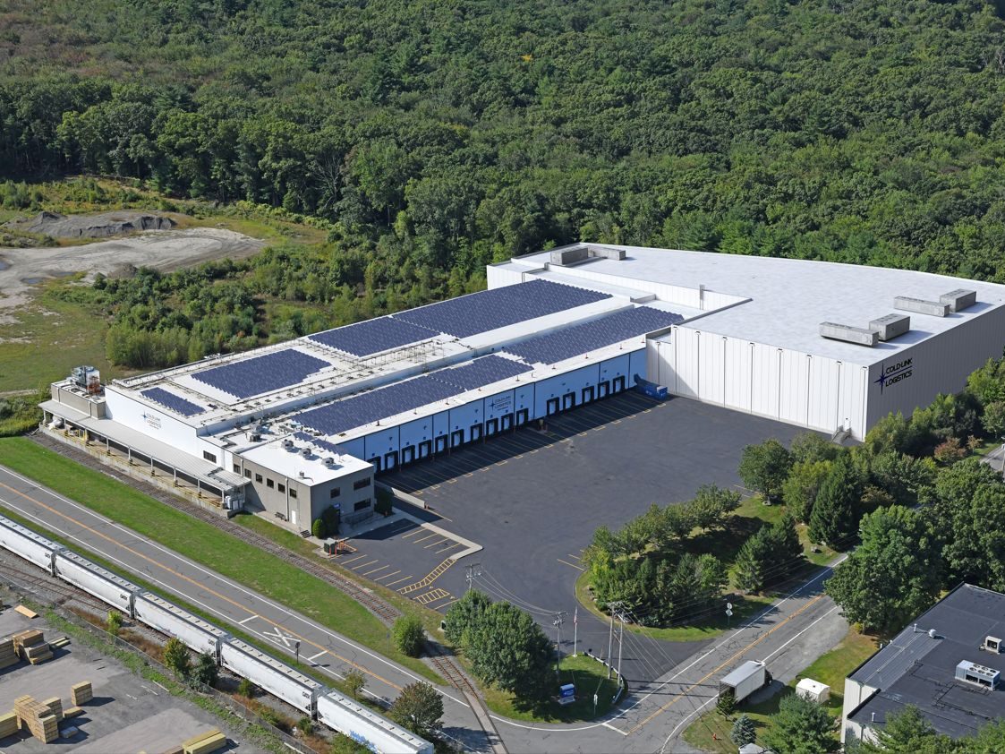 Exterior shot of a tri temperature, cold storage facility in North Kingstown, R.I.