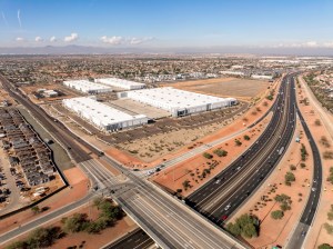 an aerial image of the first four buildings at Park Algodon