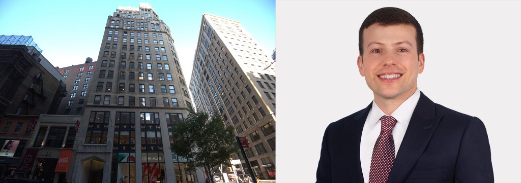 915 Broadway in Manhattan and headshot of Evan Fiddle