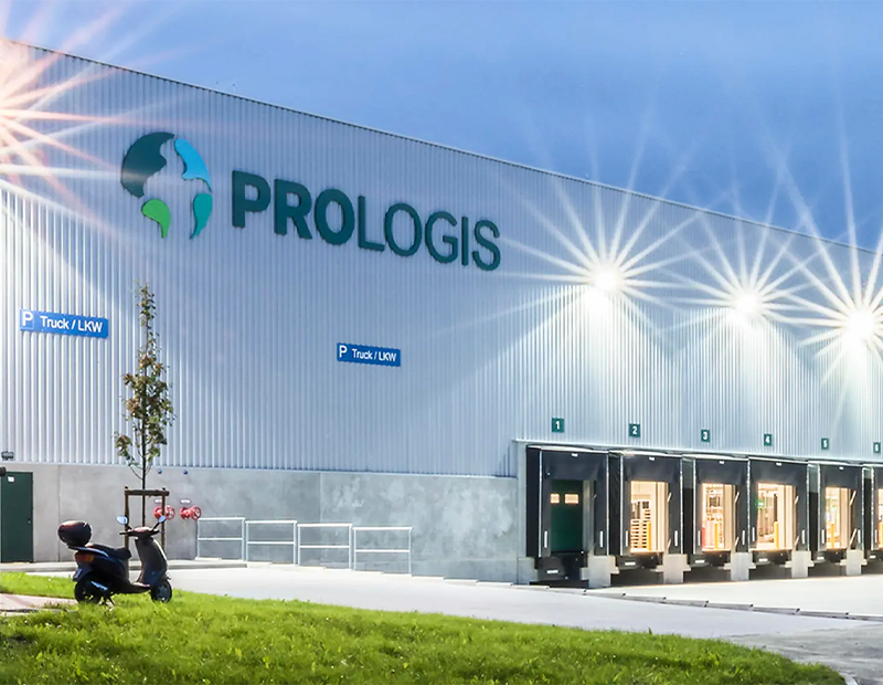 Exterior shot depicting a Prologis-built warehouse.