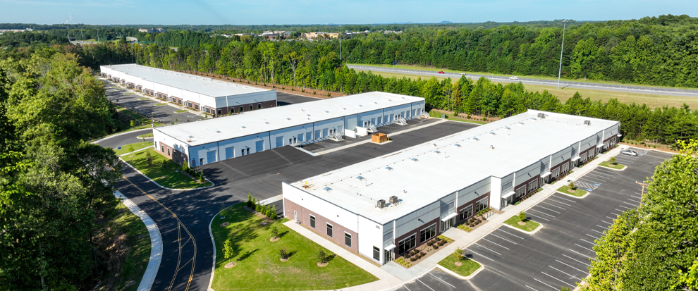 Aerial view of the I-77 Commerce Center, an industrial campus in Charlotte, N.C.
