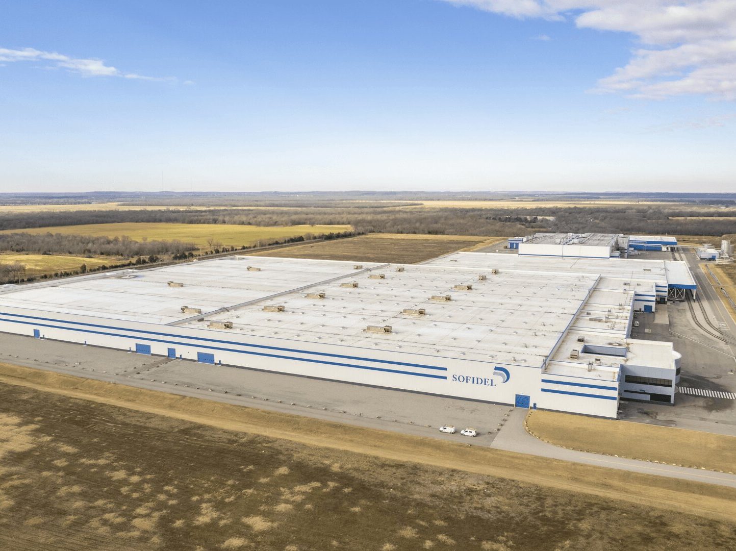Exterior shot of Sofidel America's paper production plant in Inola, Okla.