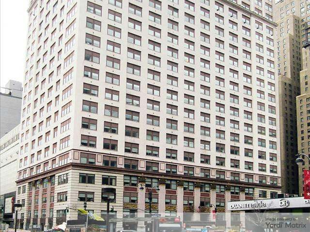 Exterior shot of 5 Penn Plaza, a 650,000-square-foot office building in Midtown Manhattan.