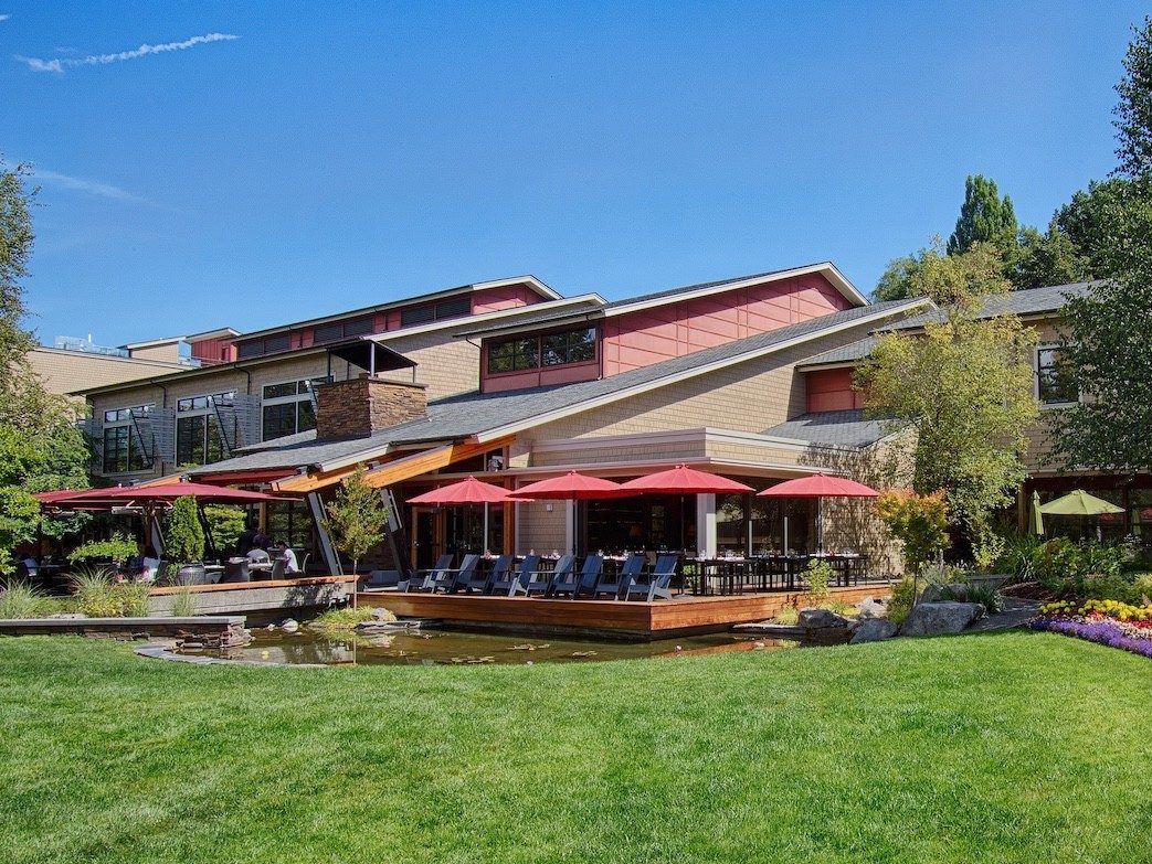 Outside shot of Cedarbrook Lodge, a 167-room boutique hotel in Seattle.