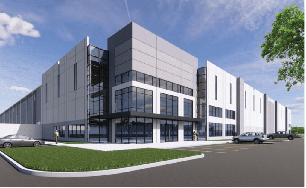 A rendering of Central Pike Logistics Center, a two-building. 1.1 million-square-foot industrial campus being built in Lebanon, Tenn.