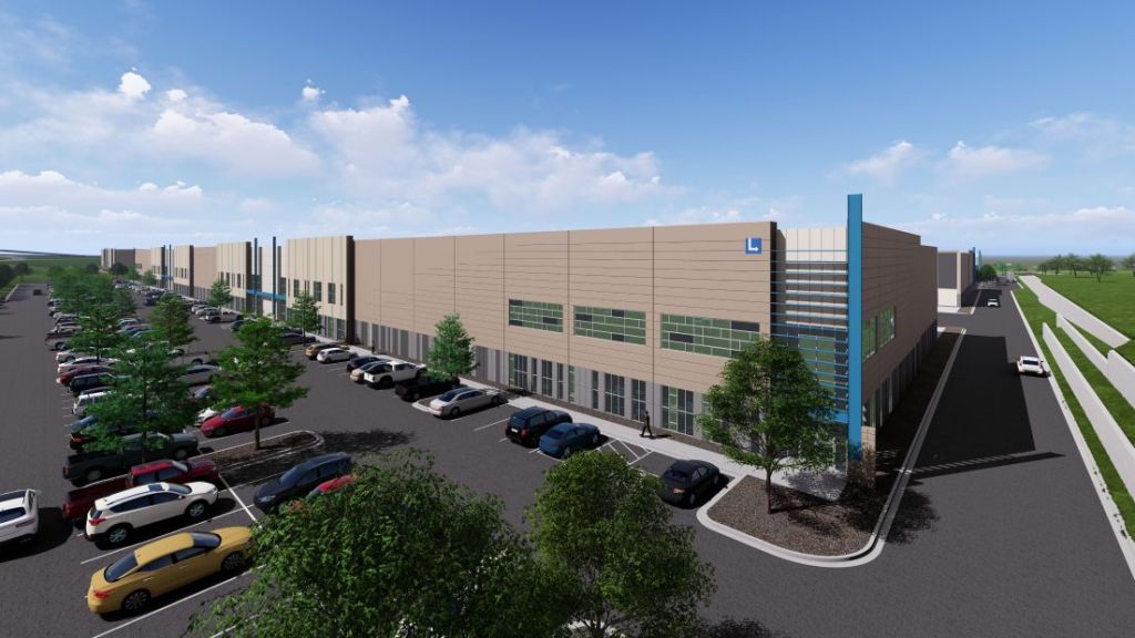 Rendering of Eagle 25 Logistics Center, a three-building industrial campus in Thornton, Colo.