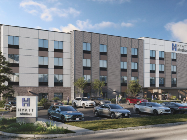 exterior rendering of a Hyatt Studios building
