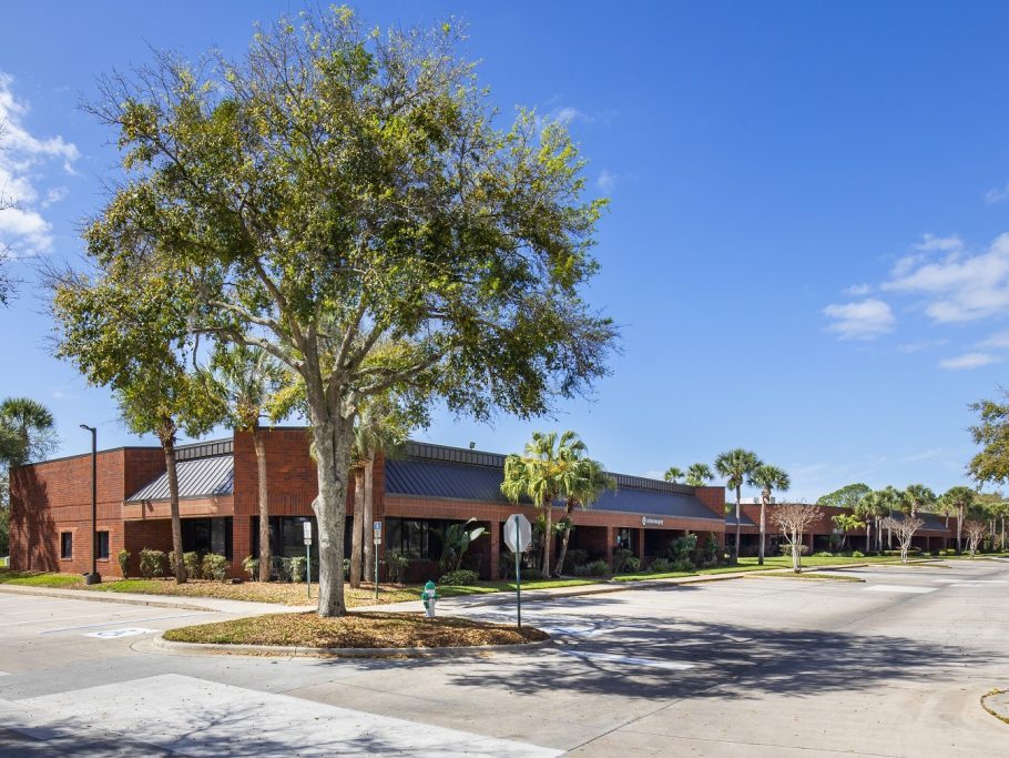 Exterior shot of Lake Point Business Park, a six-building industrial campus in Orlando.