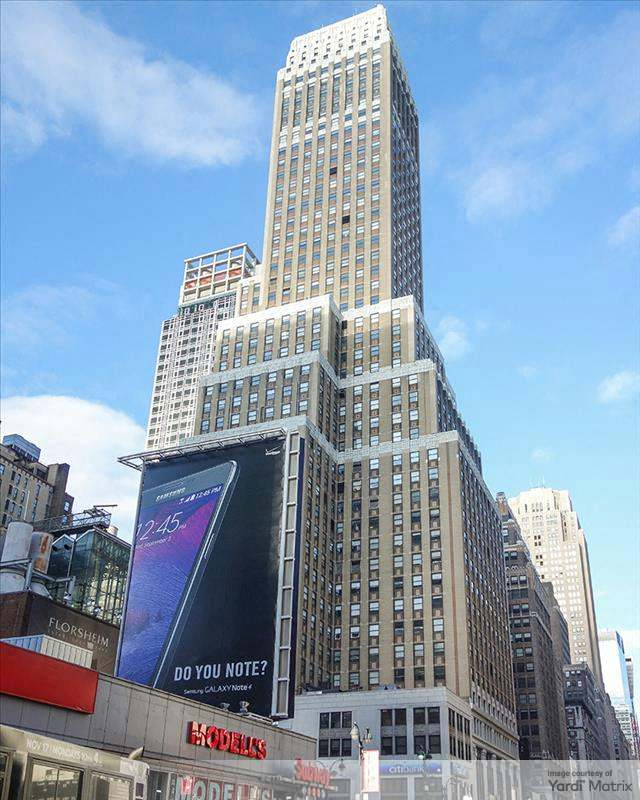Exterior shot of Nelson Tower, a 46-story office building in Midtown Manhattan.