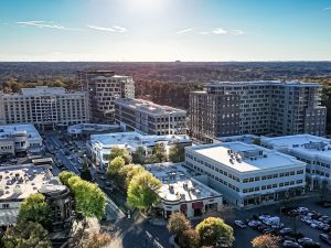 Aerial shot of The Offices at North Hill, an office campus in Raleigh, N.C.