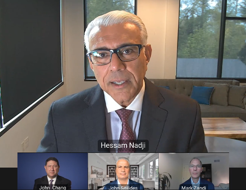 Marcus & Millichap CEO Hessam Nadji with speakers John Stillidas, John Chang and Mark Zandi