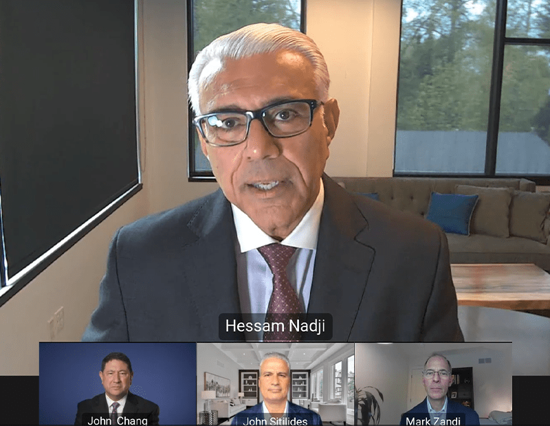 Marcus & Millichap CEO Hessam Nadji with speakers John Stillidas, John Chang and Mark Zandi
