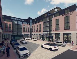 A rendering of Marriott Downtown Frederick at Carroll Creek