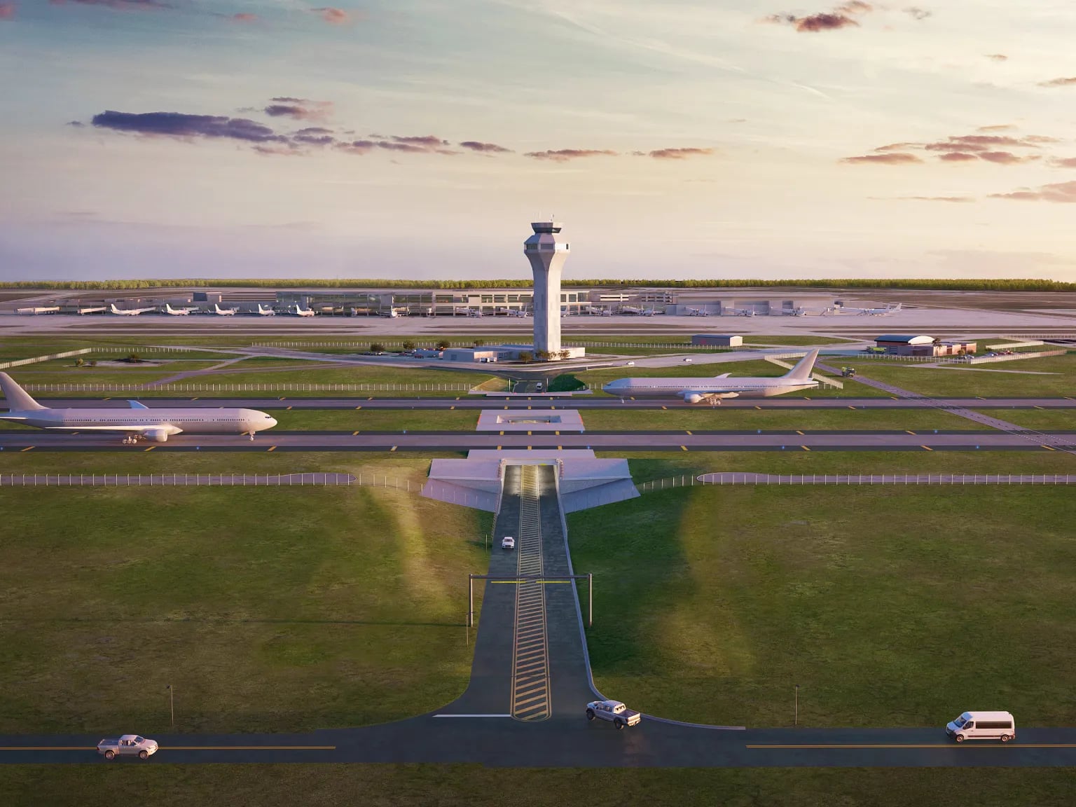 Rendering of the planned taxiway tunnel part of the Austin-Bergstrom International Airport planned expansion.