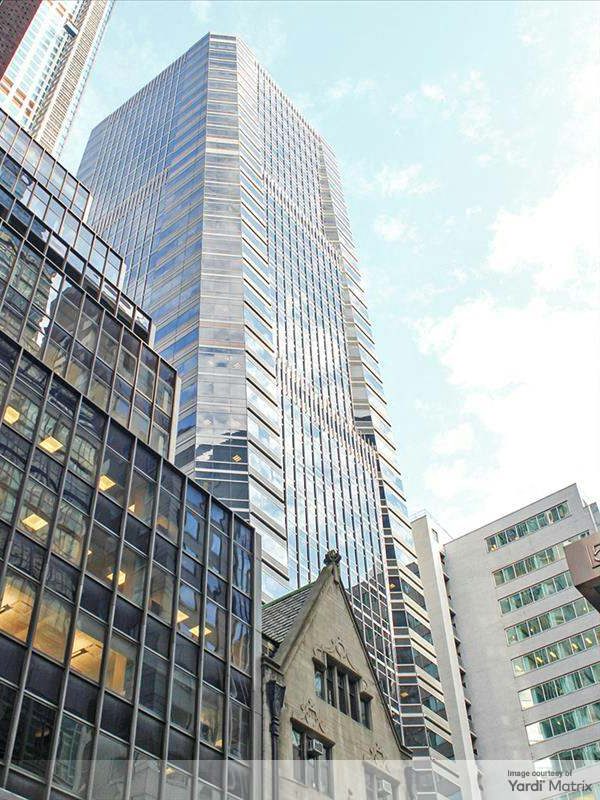 Exterior shot of Park Avenue Tower, a 36-story office building in Manhattan's Plaza District.