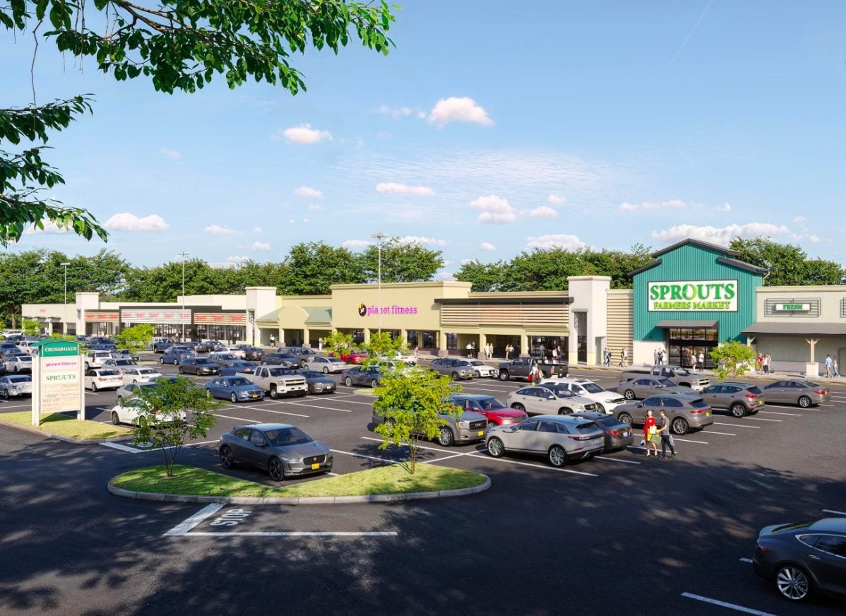 Rendering of the Crossroads Shopping Center, a retail property in Savannah, Ga., undergoing a redevelopment plans.