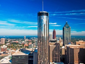 aerial shot of The Westin Peachtree Plaza