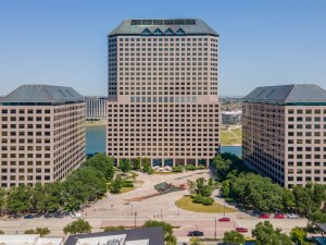 Exterior shot depicting the facilities that make up The Towers at Williams Square in Irving, Texas.