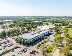 An aerial photo of 8 Corporate Center Drive, an office property in Melville, N.Y.