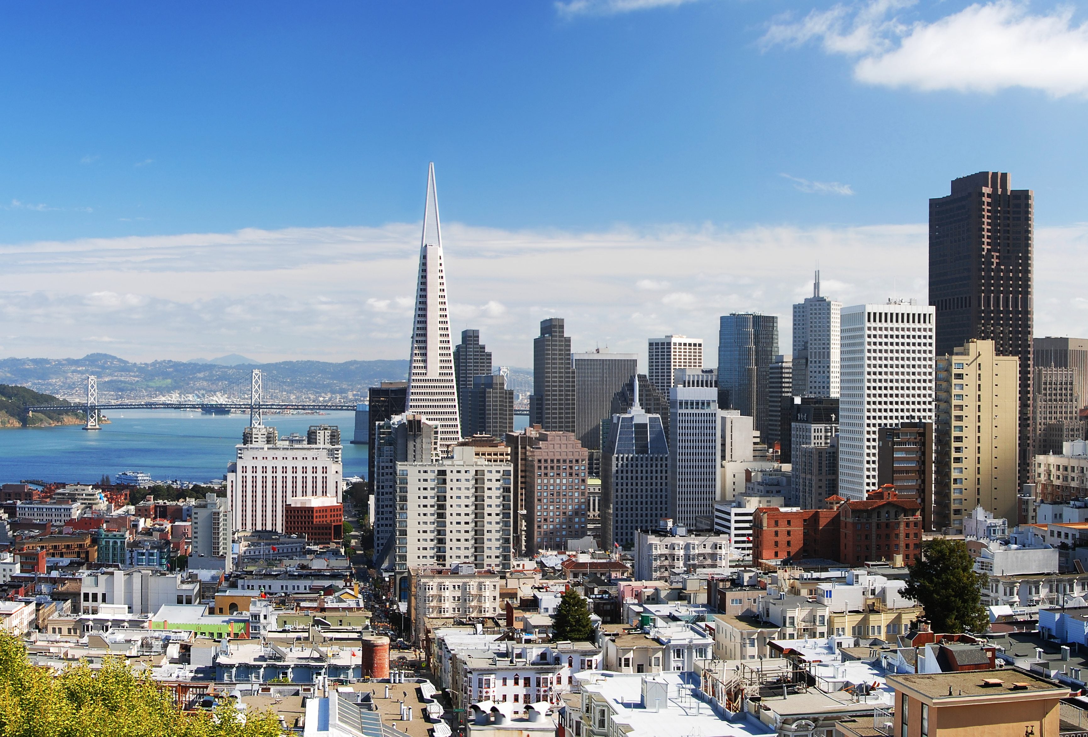 Panoramic shot of the San Francisco skyline during daytime.