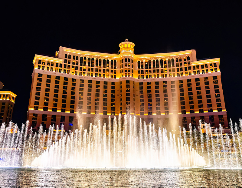 Bellagio Hotel with fountains in front