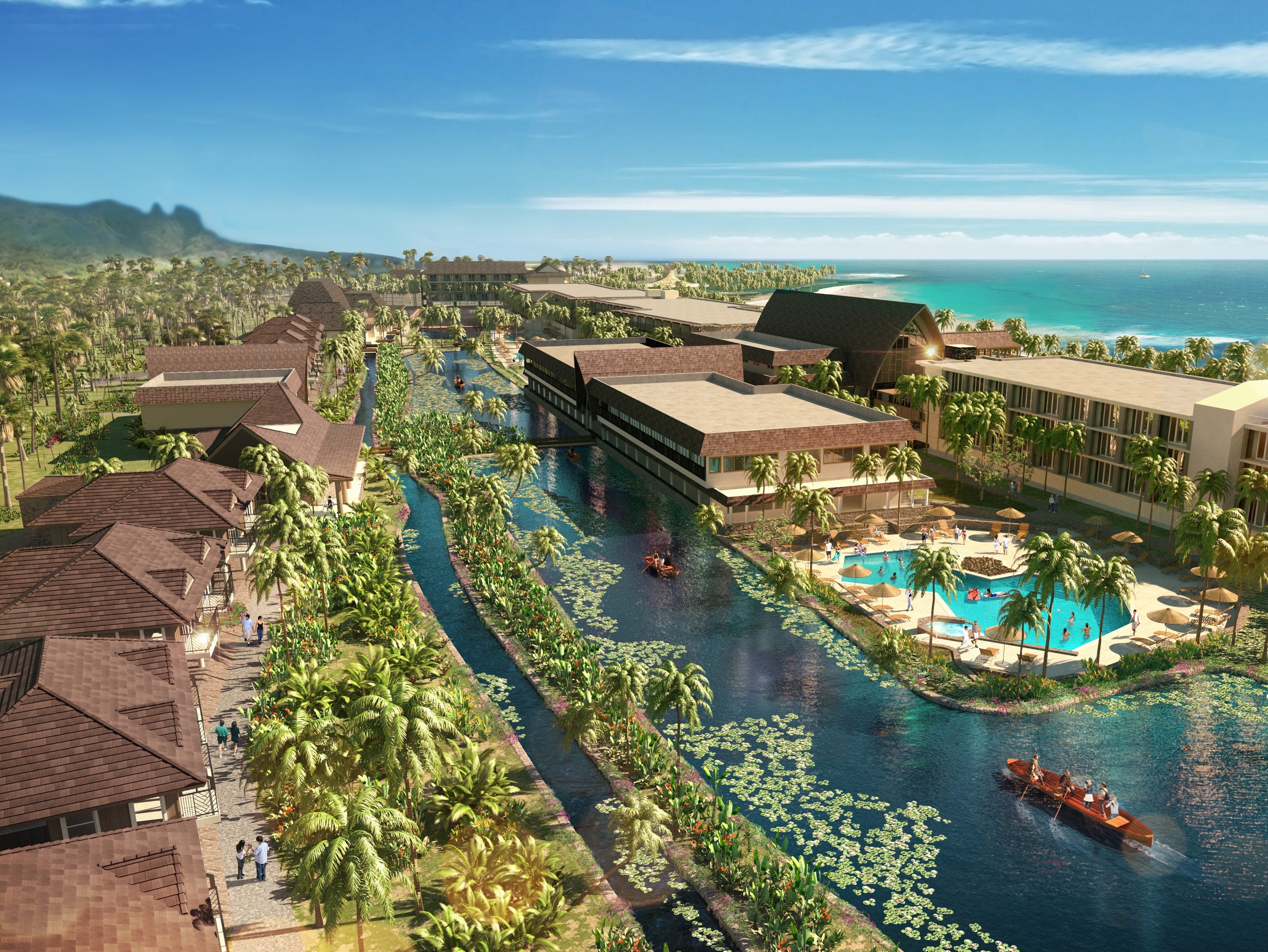 Rendering of Coco Palms, a 351-room resort in Kauai, Hawaii.