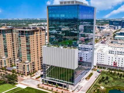 Exterior shot featuring Stonelake's Domain Tower 2, an office property in Austin, Texas.