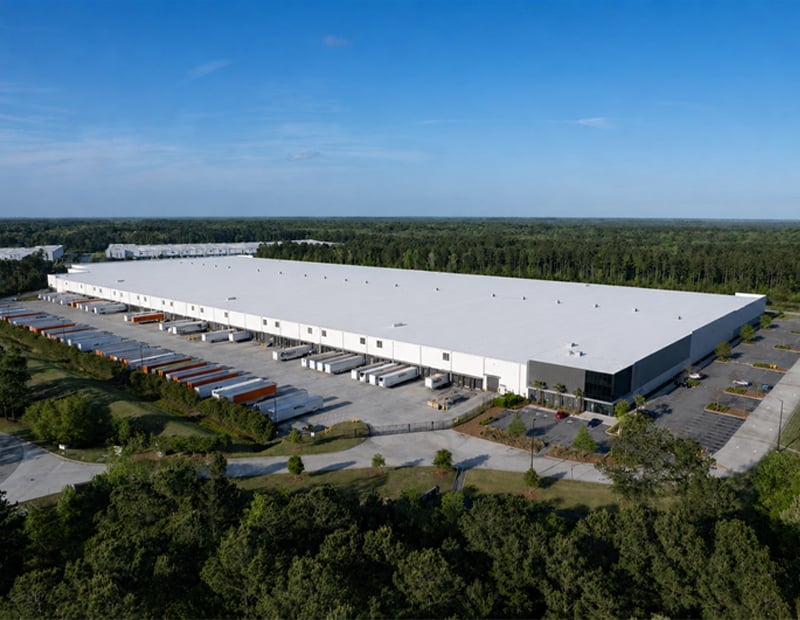 An aerial view of one of the logistics properties that EQT Real Estate acquired.