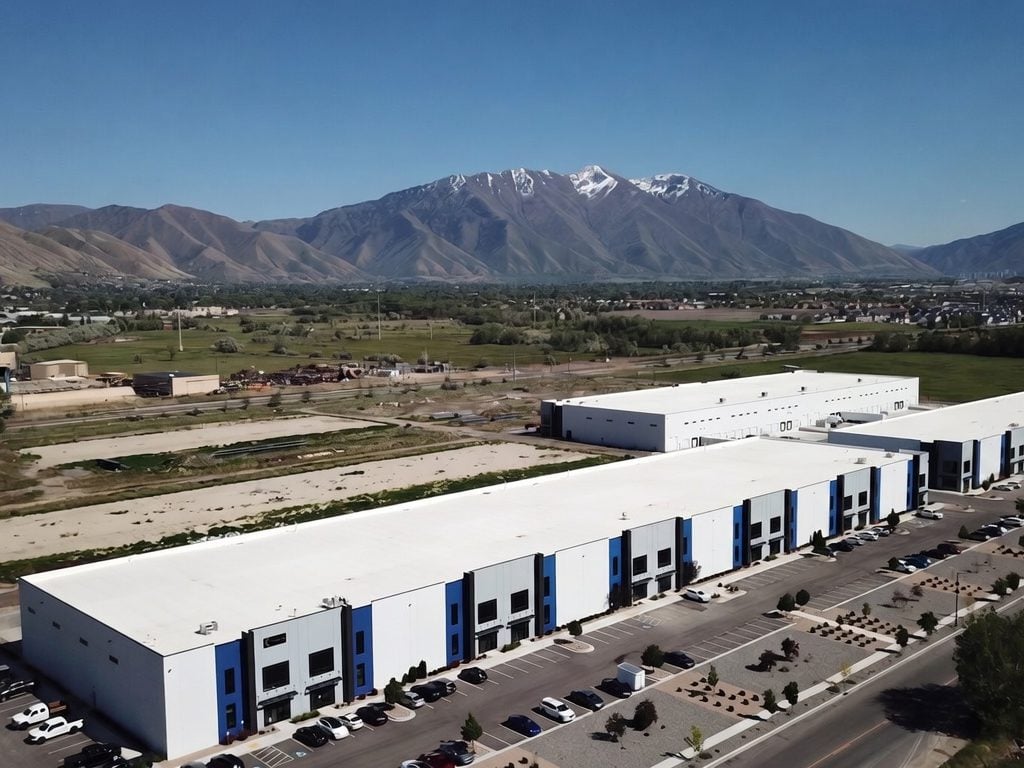 Outside shot of Hobble Creek Business Park, a 260,000-square-foot, three-building industrial campus in Springville, Utah.
