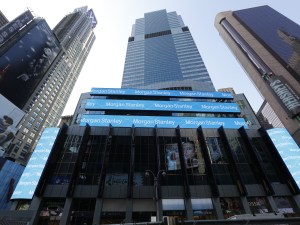 Street-level shot depicting Morgan Stanley's headquarters in Manhattan.