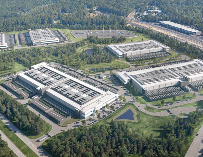An aerial view of the Project Helios data center campus.