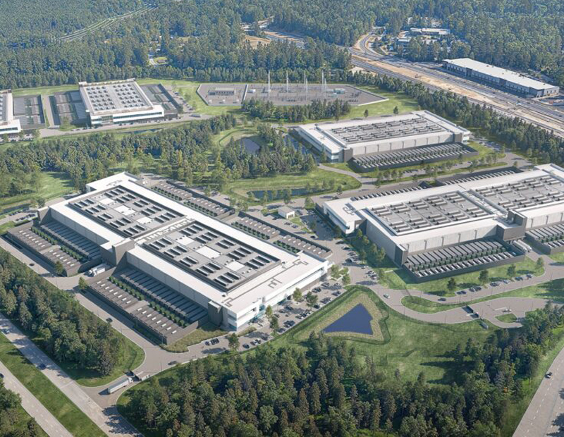 An aerial view of the Project Helios data center campus.
