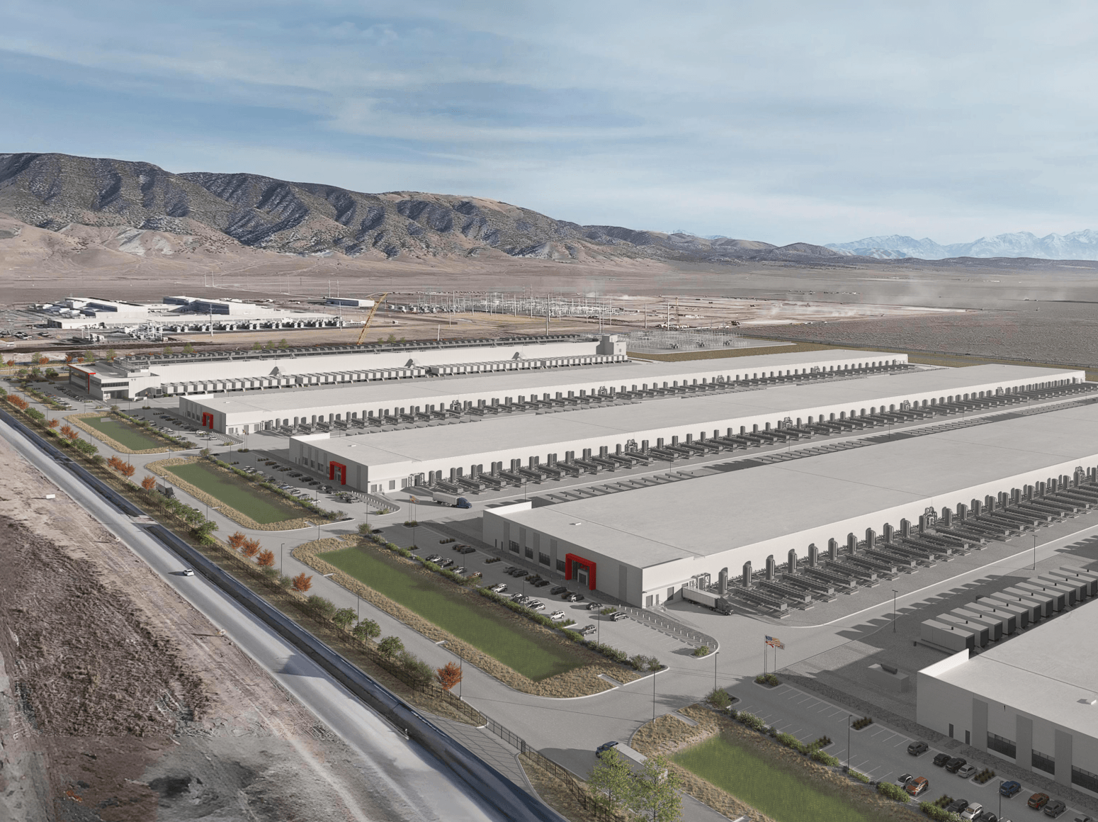 Rendering of QTS Data Centers'SLC1 data center campus in Salt Lake City metro.