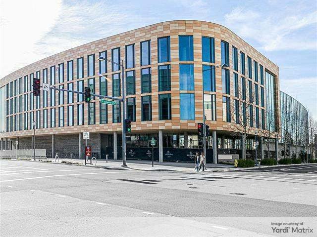 Exterior shot of Station 1, a 220,000-square-foot office property at the Bay Meadows campus.
