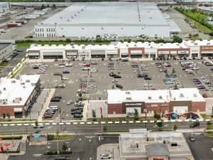 Aerial shot of The Shops at Legacy Square, a five-building retail center in Linden, N.J.