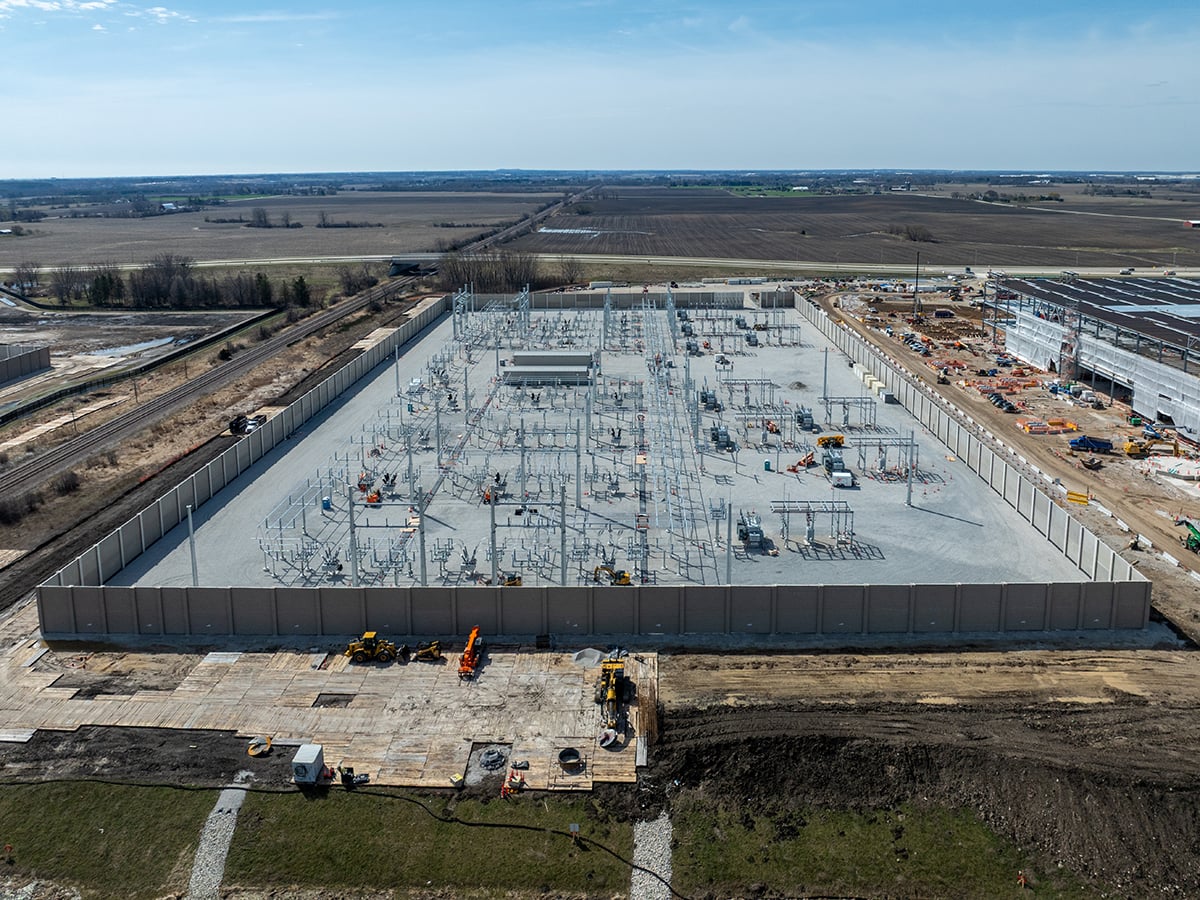 Aerial shot of a data center development.