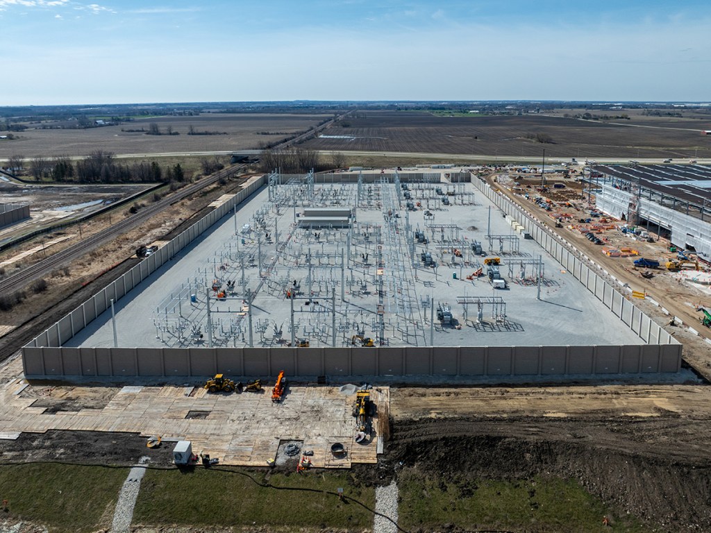 Aerial shot of a data center development. 