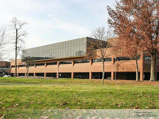 Exterior shot of one of the buildings in the office campus at 30 Knightsbridge in Piscataway, NJ.