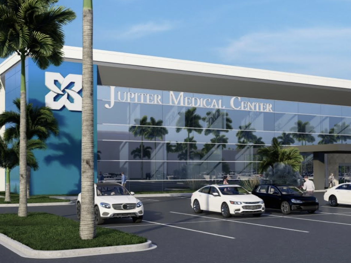 Rendering of the Health Park at Avenir, a hospital and medical office project underway in Palm Beach Gardens, Fla.