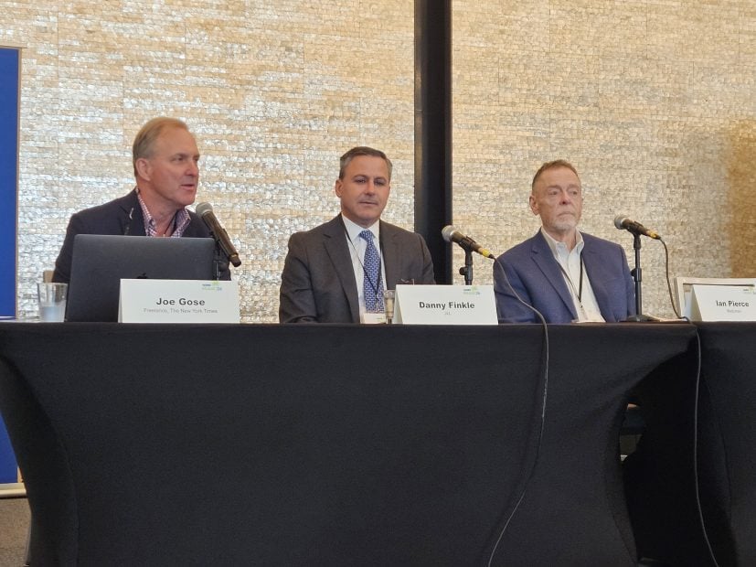 NAREE 2026 (l. to r.): Moderator Joe Gose; Danny Finkle, JLL Capital Markets; Ian Pierce, Weitzman. Photo by Suzann D. Silverman