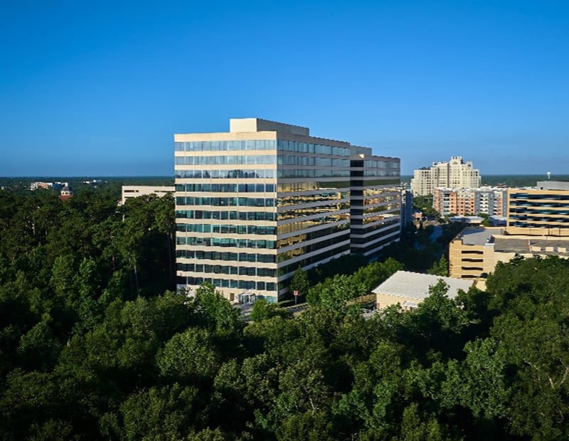 A photo of 1725 Hughes Landing, a 13-story office building.