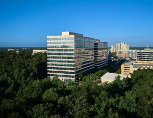 A photo of 1725 Hughes Landing, a 13-story office building.