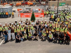 Image with a topping out ceremony of general contractor Gilbane for a data center project in Rock Hill, S.C.