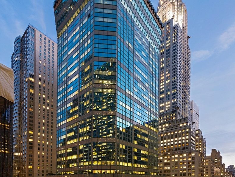 Aerial shot of 425 Lexington Ave., a trophy tower in Midtown Manhattan.