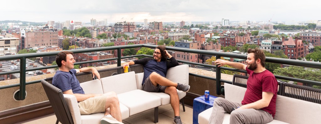 Outdoor spaces are often prime real estate when it comes to reimagining office amenity packages. Image courtesy of Industrious via CBRE